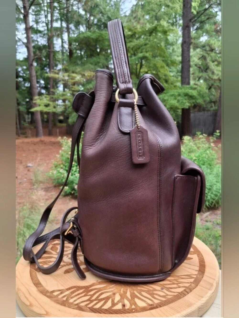 Vintage 1996 Coach Dark Brown Leather Classic Handle Backpack Rucksack #9992